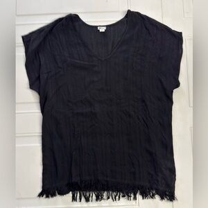 Billabong Women’s Sz M Black Viscose Fringe Bottom Cover Up Dress Tunic Top